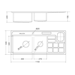 Chậu rửa chén Malloca MS 8817